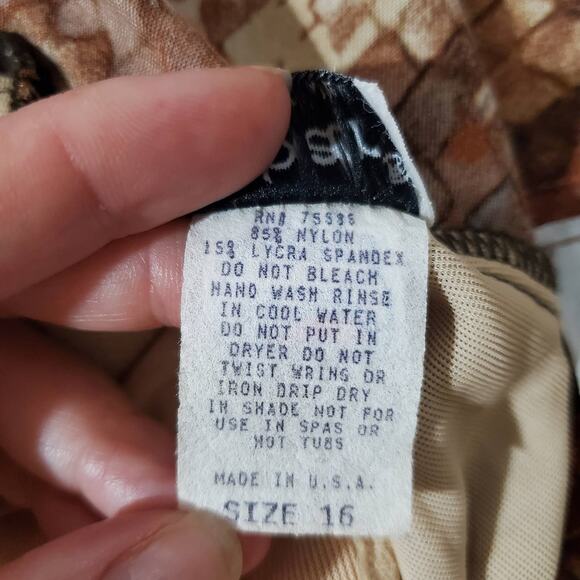 Gabar Vintage Union Made Animal Print Swim Suit Coverup Set Women's Plus Size - Picture 11 of 14